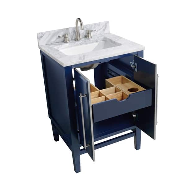 Avanity Mason 25 In Single Sink Bathroom Vanity Set In Navy Blue With Silver Trim Overstock 28670918