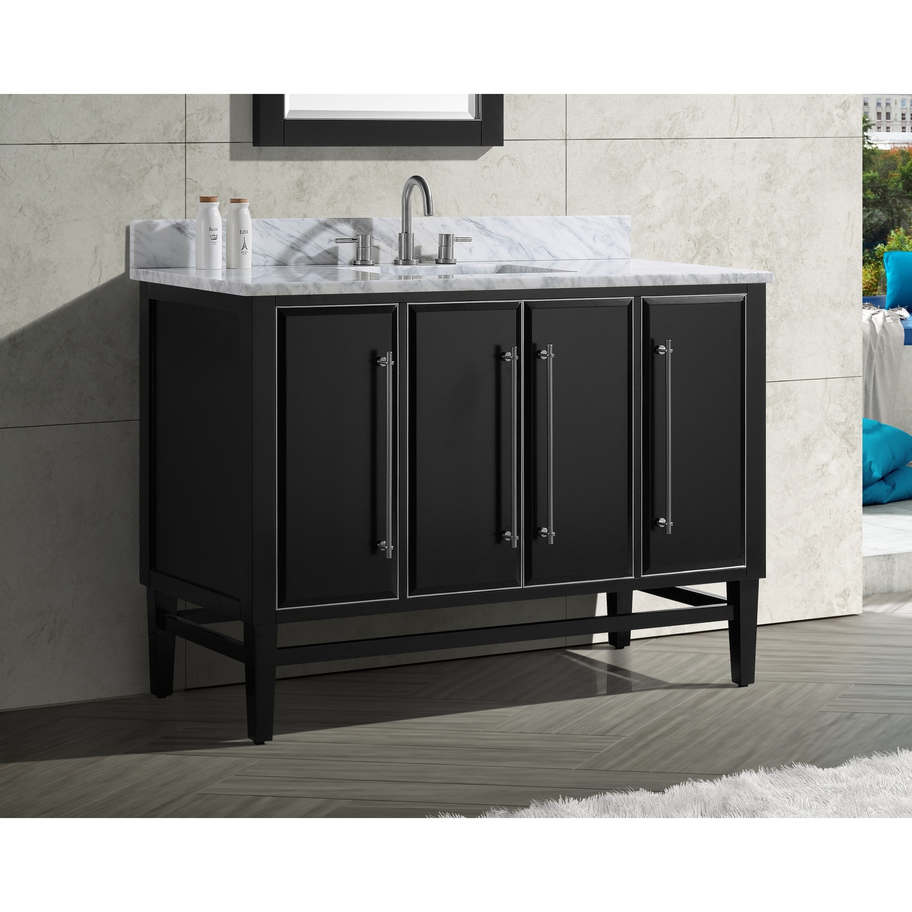 Avanity Mason 49 In Single Sink Bathroom Vanity Set In Black With Silver Trim Overstock 28670922
