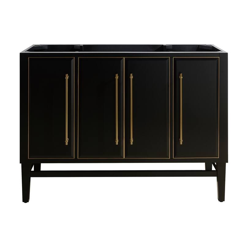 Avanity Mason 48 in. Single Bathroom Vanity Cabinet Only in Black - Black with Matte Gold Trim