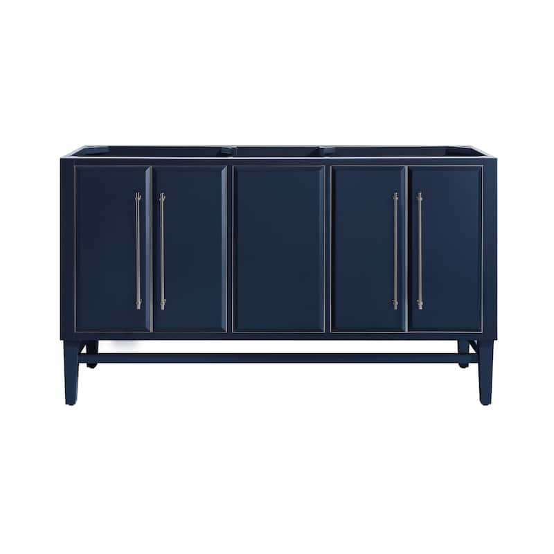 Avanity Mason 60 in. Double Sink Bathroom Vanity Cabinet Only in Navy Blue - Navy Blue with Brushed Silver Trim