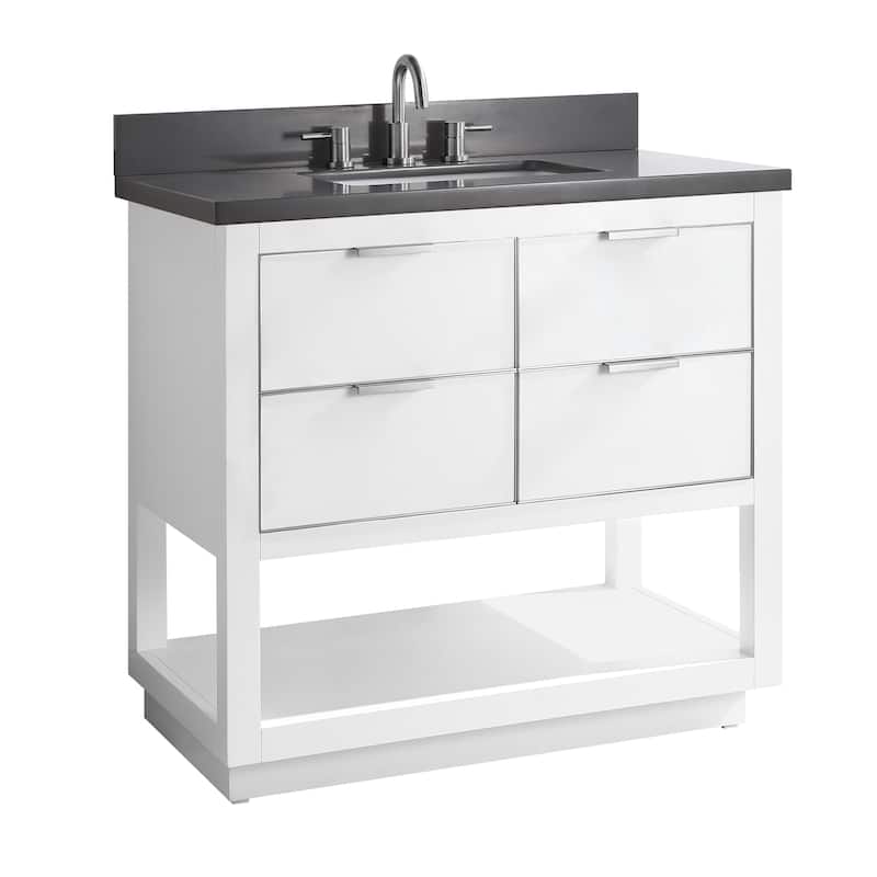 Avanity Allie 37 in. Single Sink Bathroom Vanity Set in White with Silver Trim