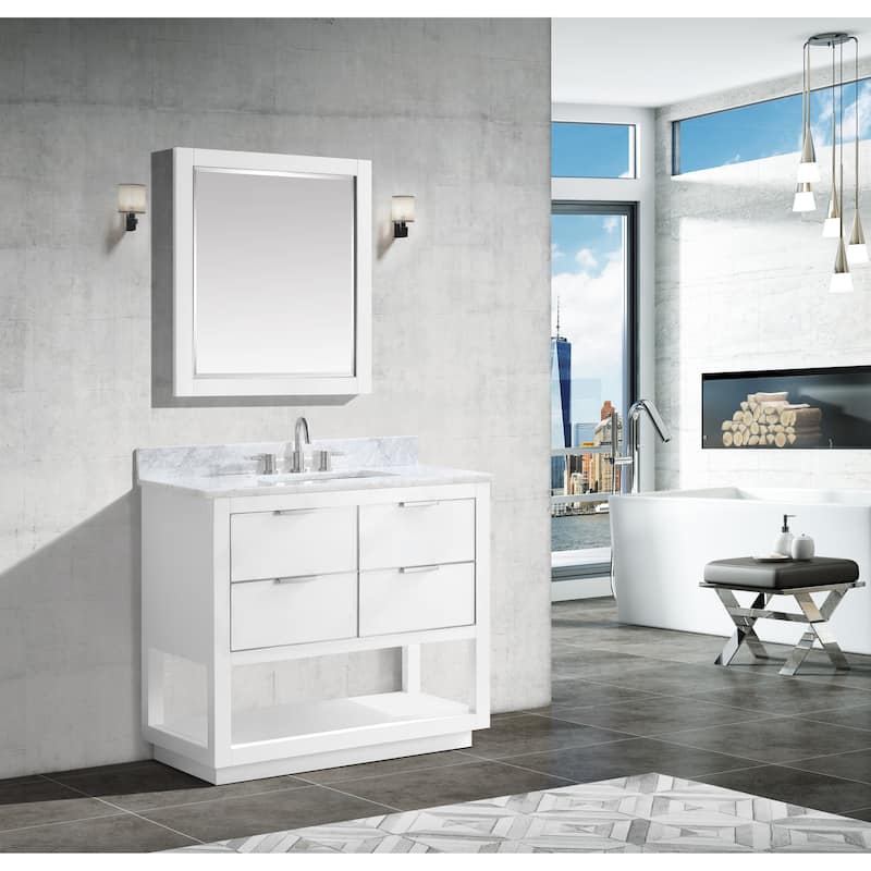 Avanity Allie 37 in. Single Sink Bathroom Vanity Set in White with Silver Trim