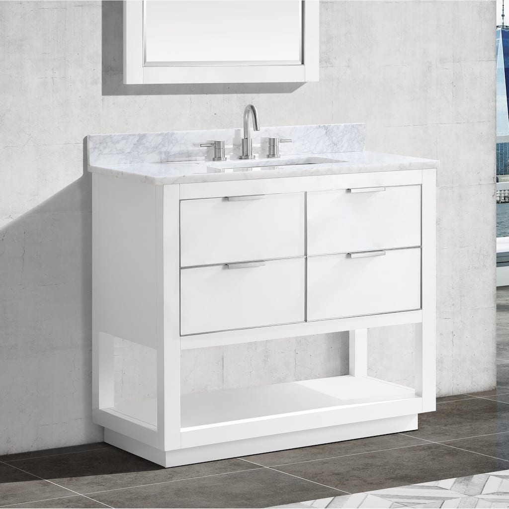 Avanity Allie 37 in. Single Sink Bathroom Vanity Set in White with Silver Trim
