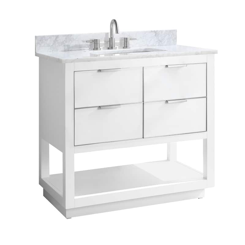 Avanity Allie 37 in. Single Sink Bathroom Vanity Set in White with Silver Trim