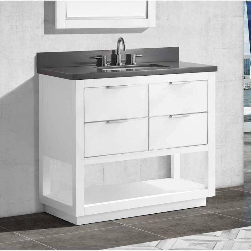Avanity Allie 37 in. Single Sink Bathroom Vanity Set in White with Silver Trim