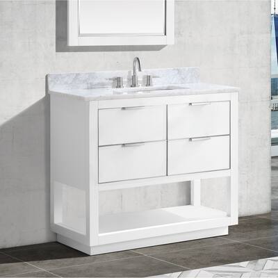 Avanity Allie 37 in. Single Sink Bathroom Vanity Set in White with Silver Trim