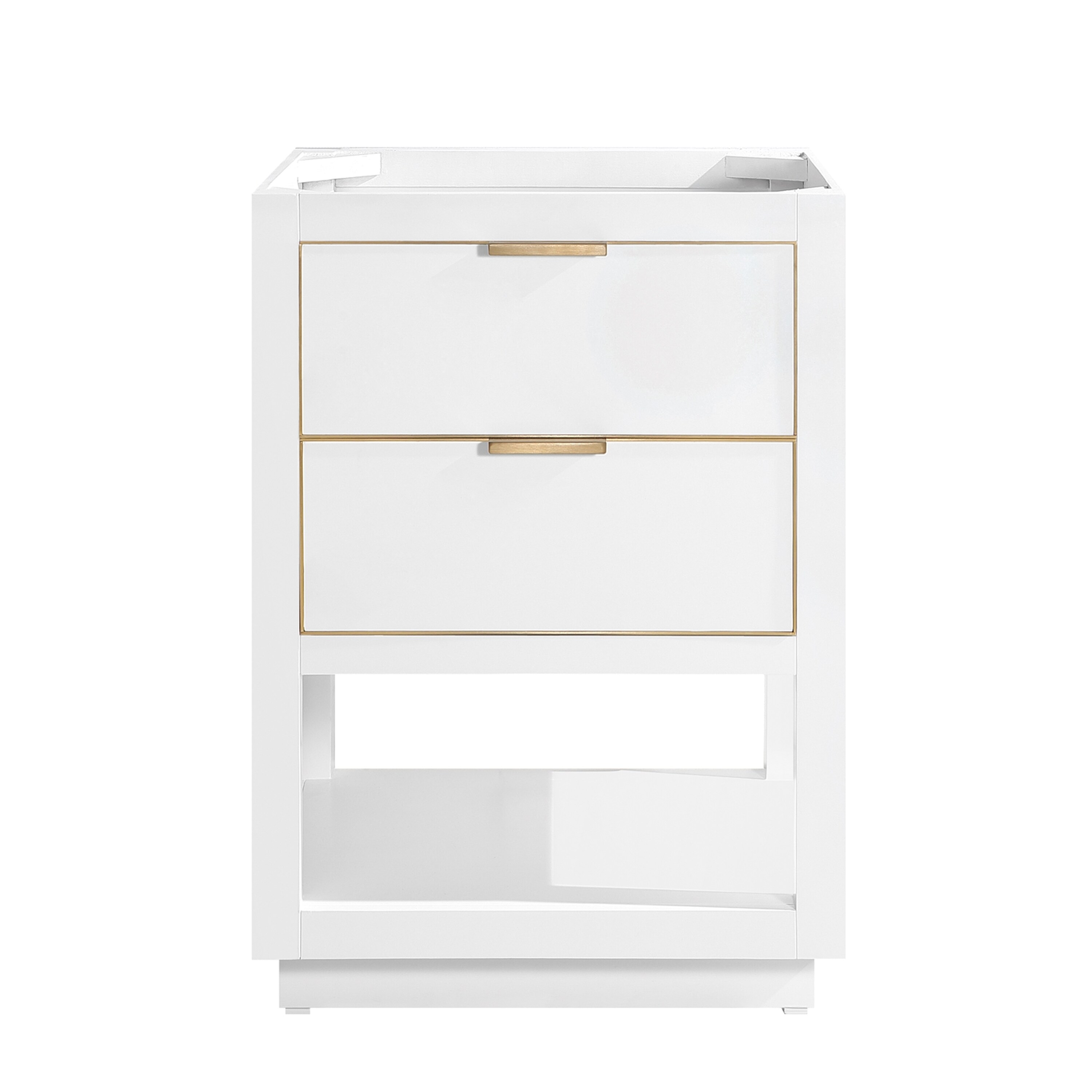 Avanity Allie 24 In Single Bathroom Vanity Cabinet Only In White Overstock 28670936 White With Brushed Silver Trim