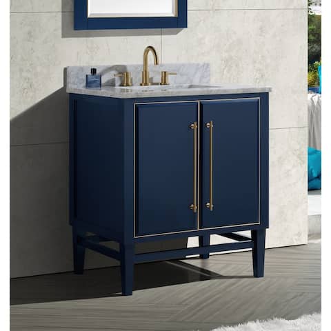 Avanity Mason 31 in. Single Sink Bathroom Vanity Set in Navy Blue with Gold Trim