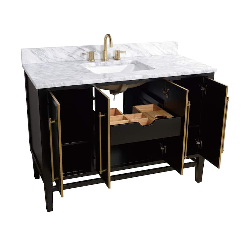 Avanity Mason 49 in. Single Sink Bathroom Vanity Sink in Black with Gold Trim