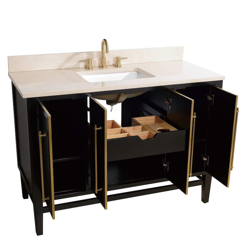 Avanity Mason 49 in. Single Sink Bathroom Vanity Sink in Black with Gold Trim