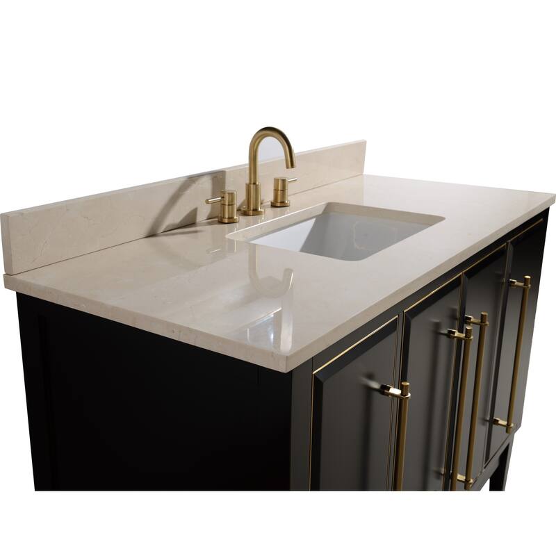 Avanity Mason 49 in. Single Sink Bathroom Vanity Sink in Black with Gold Trim