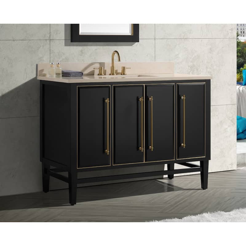 Avanity Mason 49 in. Single Sink Bathroom Vanity Sink in Black with Gold Trim