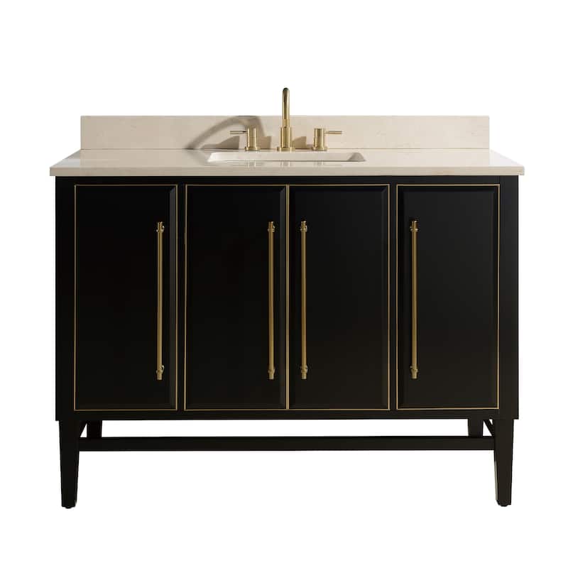 Avanity Mason 49 in. Single Sink Bathroom Vanity Sink in Black with Gold Trim