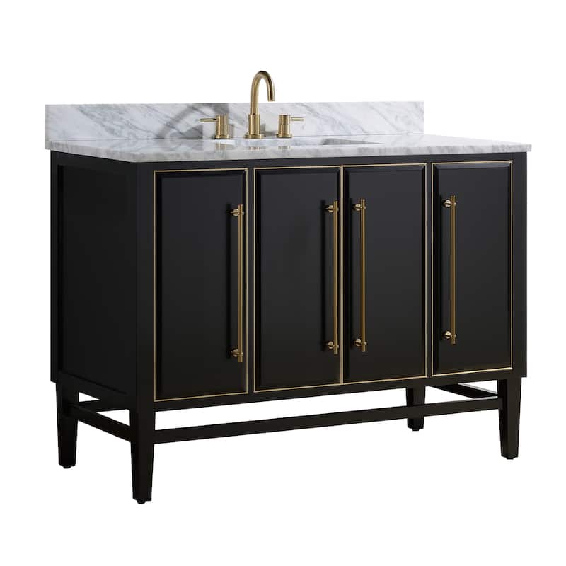 Avanity Mason 49 in. Single Sink Bathroom Vanity Sink in Black with Gold Trim