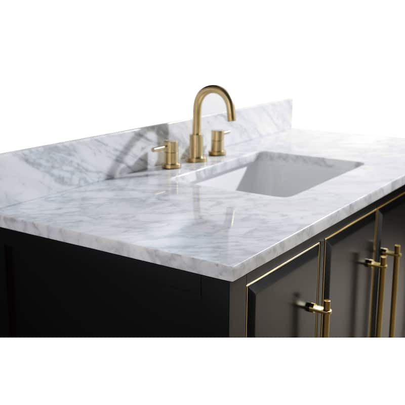 Avanity Mason 49 in. Single Sink Bathroom Vanity Sink in Black with Gold Trim