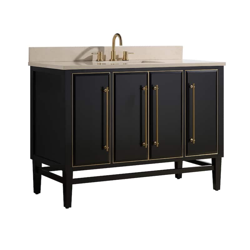 Avanity Mason 49 in. Single Sink Bathroom Vanity Sink in Black with Gold Trim
