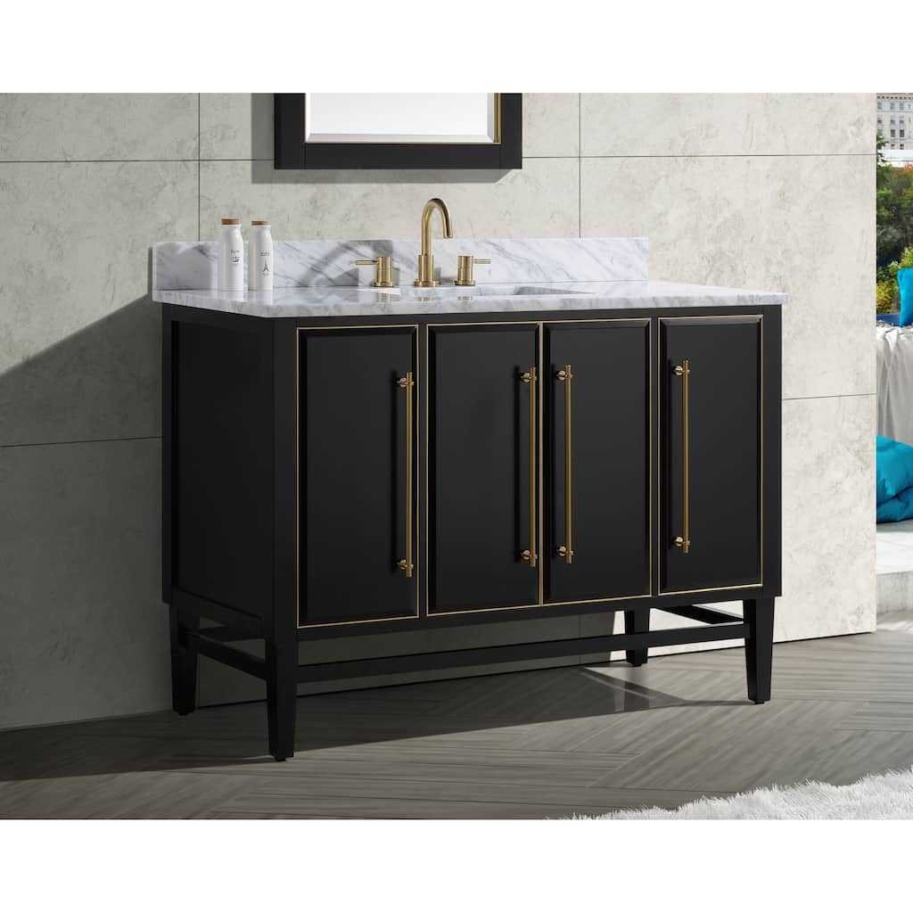 Avanity Mason 49 in. Single Sink Bathroom Vanity Sink in Black with Gold Trim