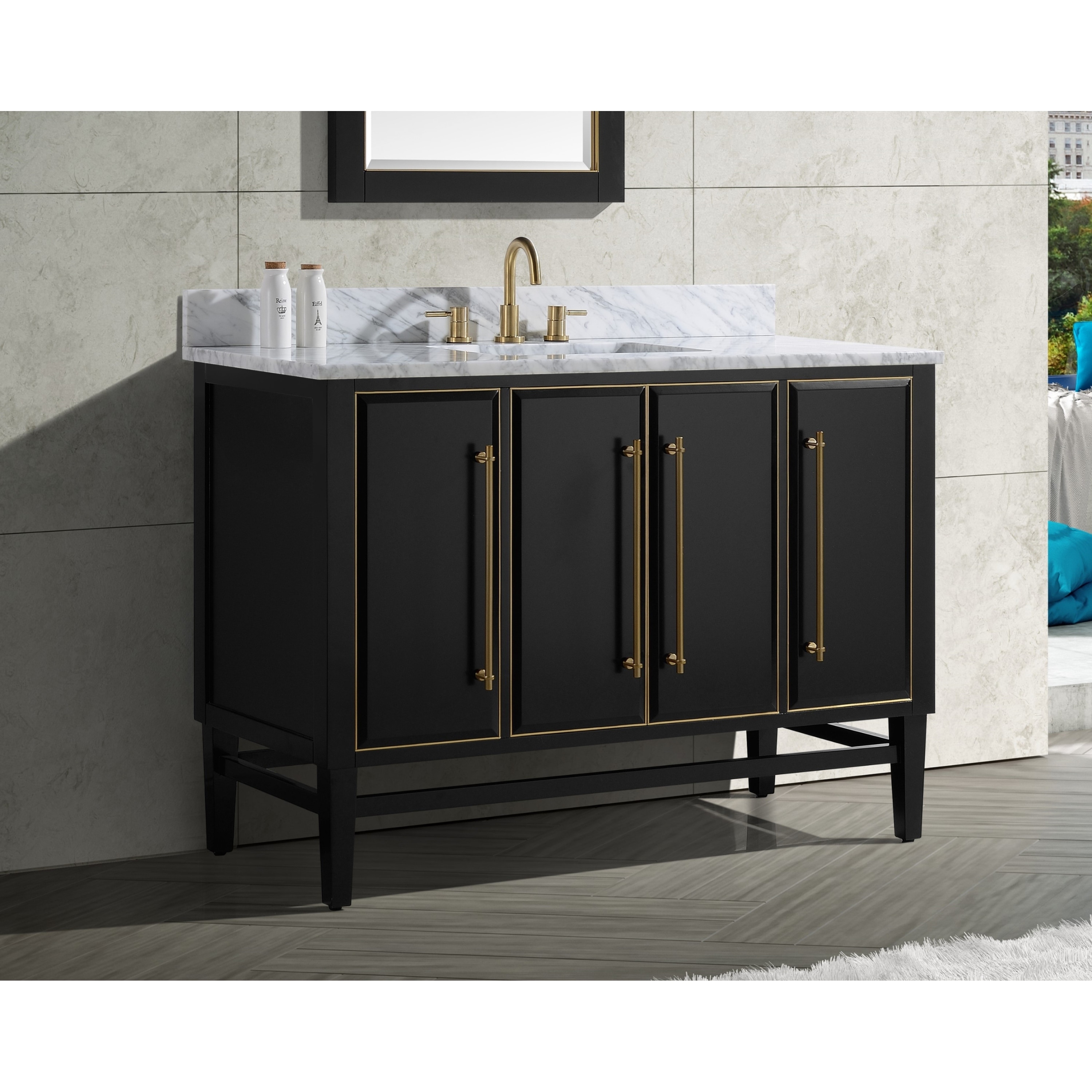 Avanity Mason 49 in. Single Sink Bathroom Vanity Sink in Black with Gold Trim