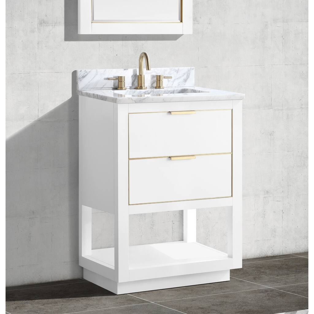 Avanity Allie 25 in. Single Sink Bathroom Vanity Set in White with Gold Trim