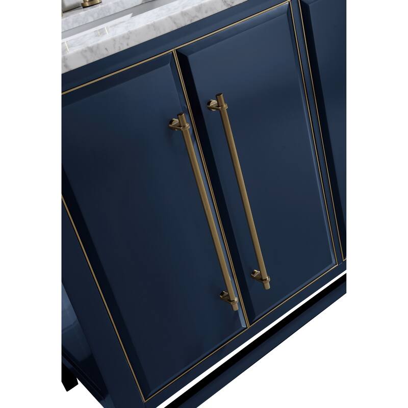 Avanity Mason 61 in. Double Sink Bathroom Vanity Set in Navy Blue with Gold Trim