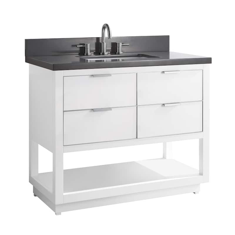 Avanity Allie 43 in. Single Sink Bathroom Vanity Set in White with Silver Trim