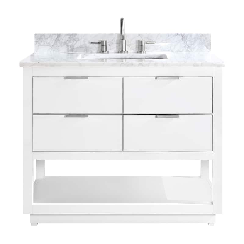 Avanity Allie 43 in. Single Sink Bathroom Vanity Set in White with Silver Trim