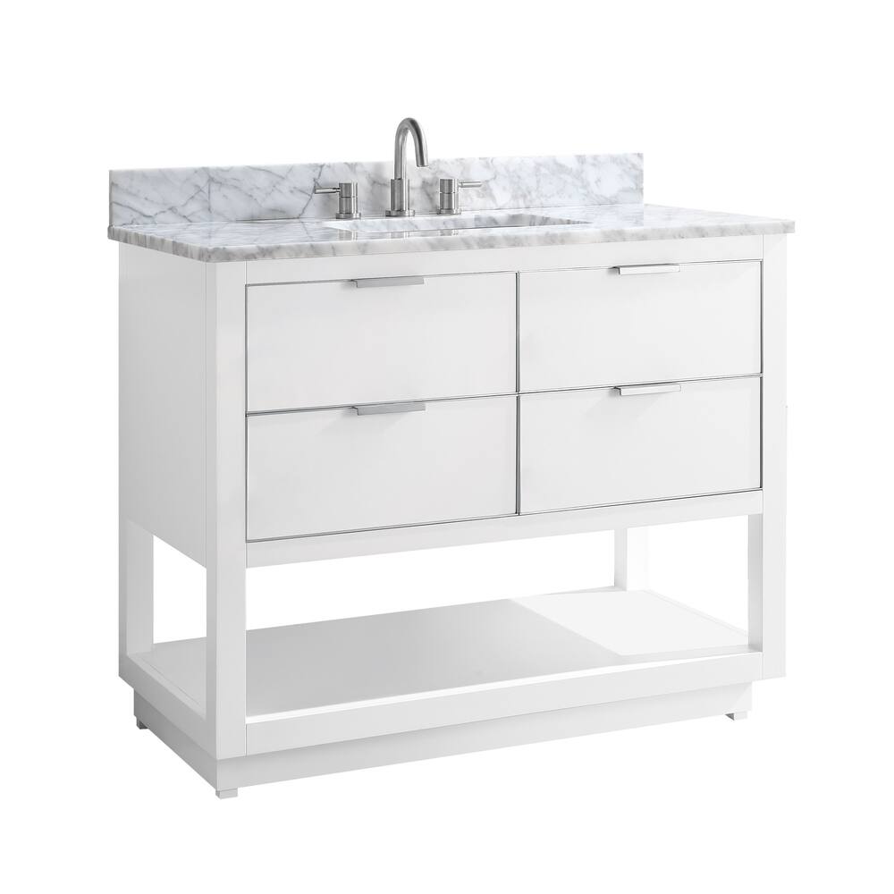 Avanity Allie 43 in. Single Sink Bathroom Vanity Set in White with Silver Trim