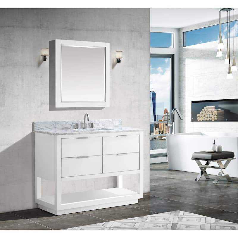 Avanity Allie 43 in. Single Sink Bathroom Vanity Set in White with Silver Trim