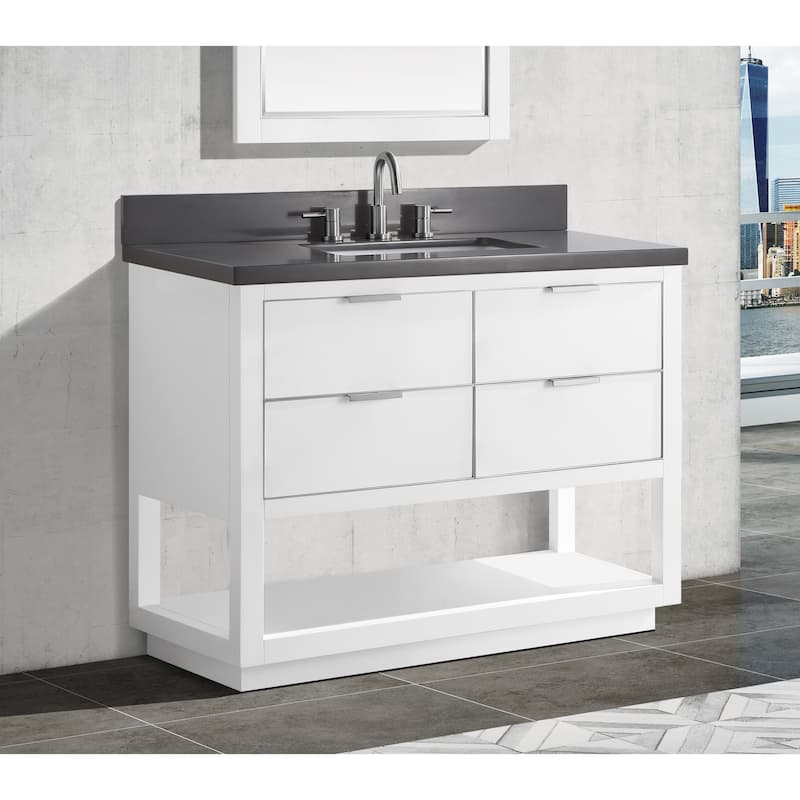 Avanity Allie 43 in. Single Sink Bathroom Vanity Set in White with Silver Trim