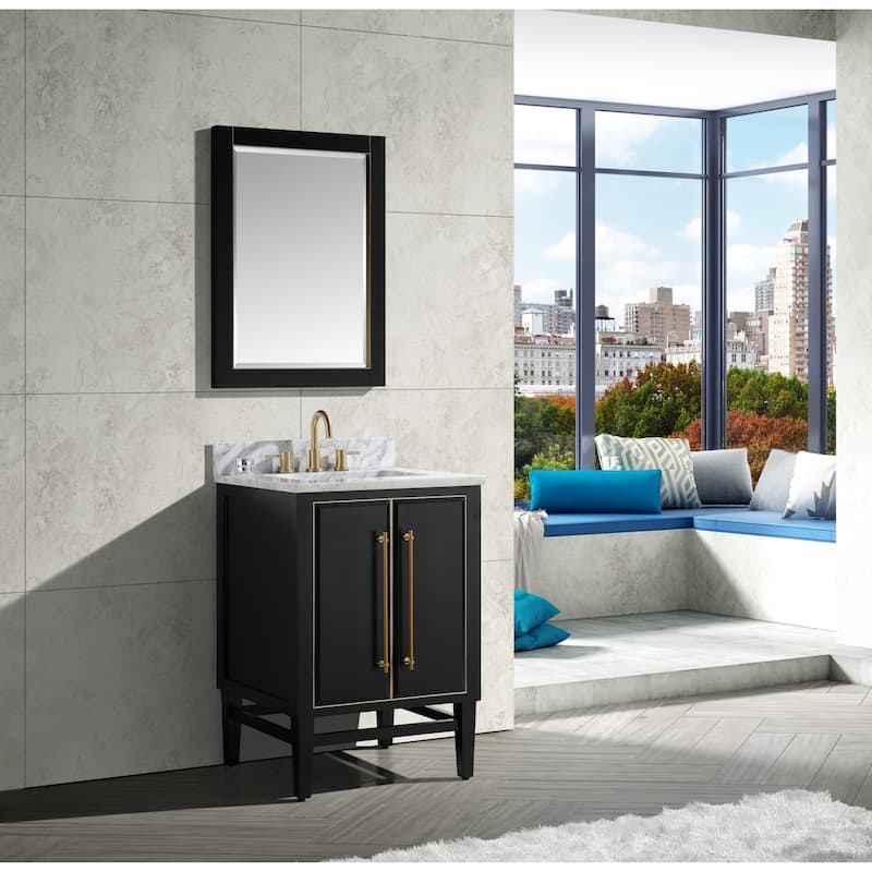 Avanity Mason 25 in. Single Sink Bathroom Vanity Set in Black with Gold Trim