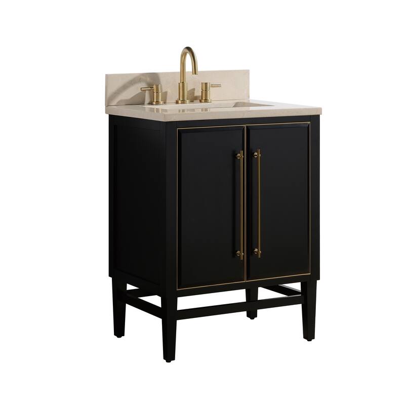 Avanity Mason 25 in. Single Sink Bathroom Vanity Set in Black with Gold Trim