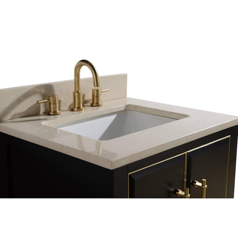 Avanity Mason 25 in. Single Sink Bathroom Vanity Set in Black with Gold Trim
