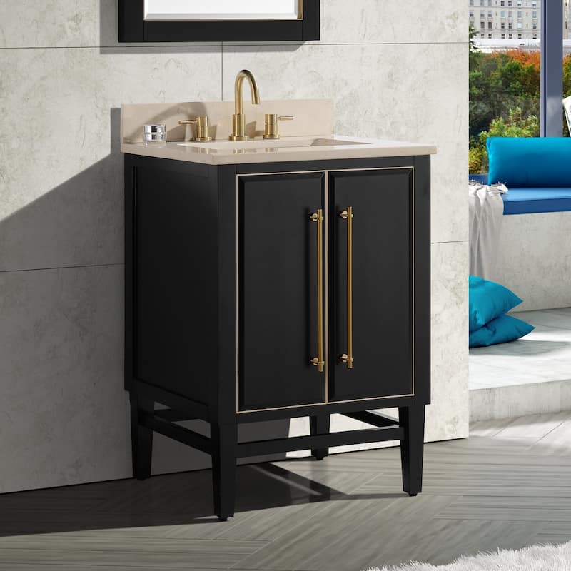 Avanity Mason 25 in. Single Sink Bathroom Vanity Set in Black with Gold Trim