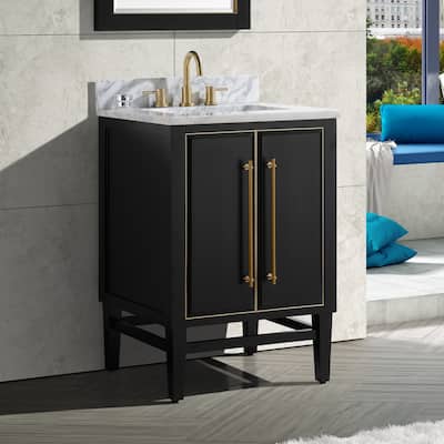 Avanity Mason 25 in. Single Sink Bathroom Vanity Set in Black with Gold Trim