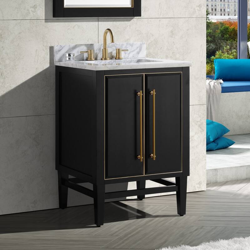 Avanity Mason 25 in. Single Sink Bathroom Vanity Set in Black with Gold Trim