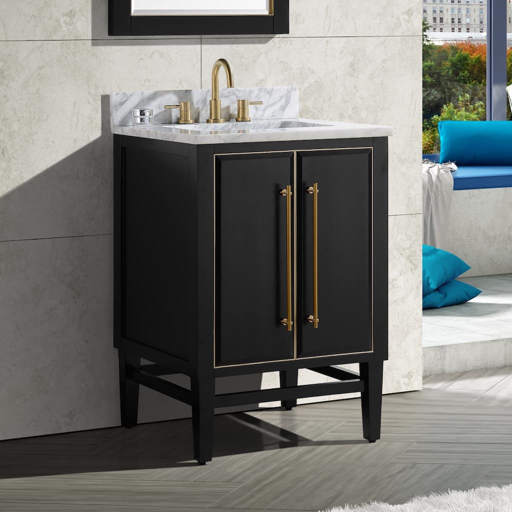 Avanity Mason 25 in. Single Sink Bathroom Vanity Set in Black with Gold Trim