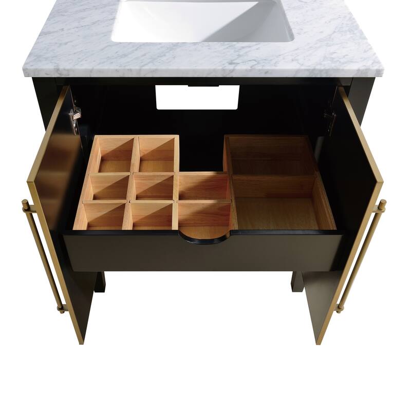 Avanity Mason 31 in. Single Sink Bathroom Vanity Set in Black with Gold Trim