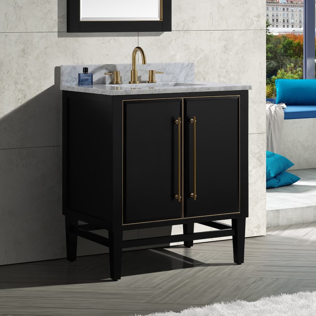 Avanity Mason 31 in. Single Sink Bathroom Vanity Set in Black with Gold Trim