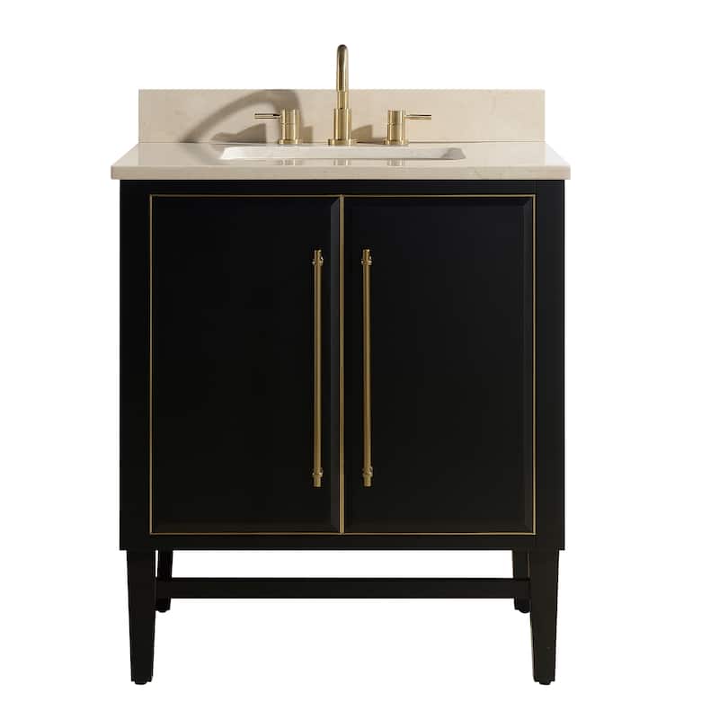 Avanity Mason 31 in. Single Sink Bathroom Vanity Set in Black with Gold Trim