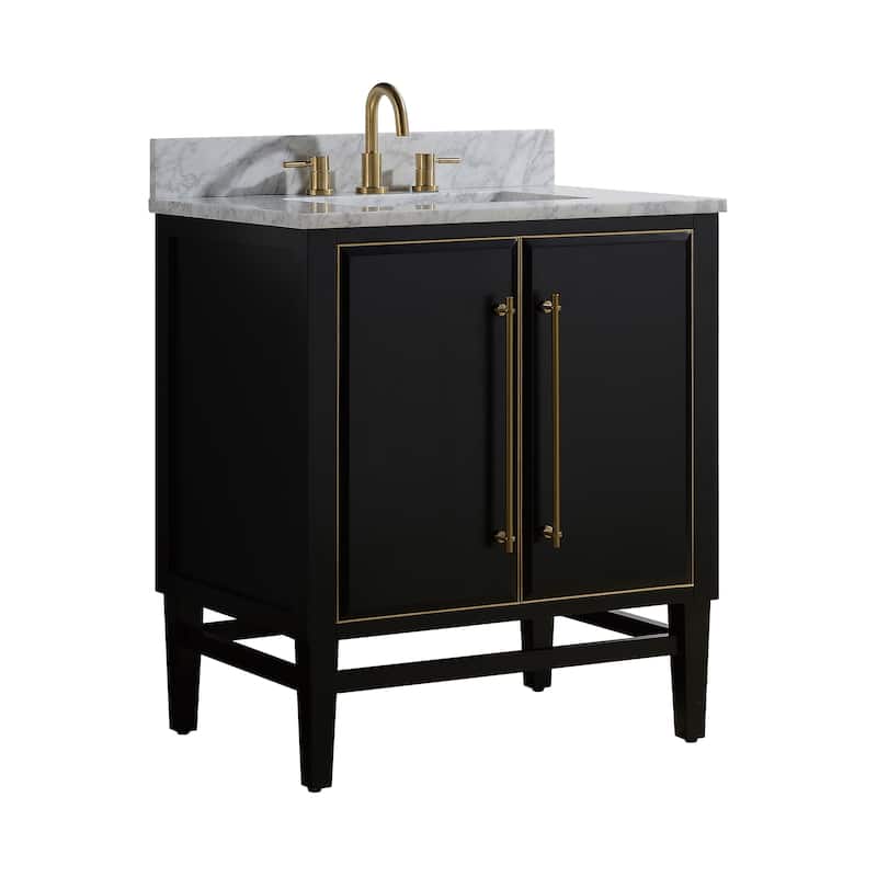 Avanity Mason 31 in. Single Sink Bathroom Vanity Set in Black with Gold Trim