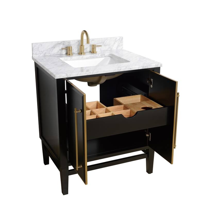 Avanity Mason 31 in. Single Sink Bathroom Vanity Set in Black with Gold Trim