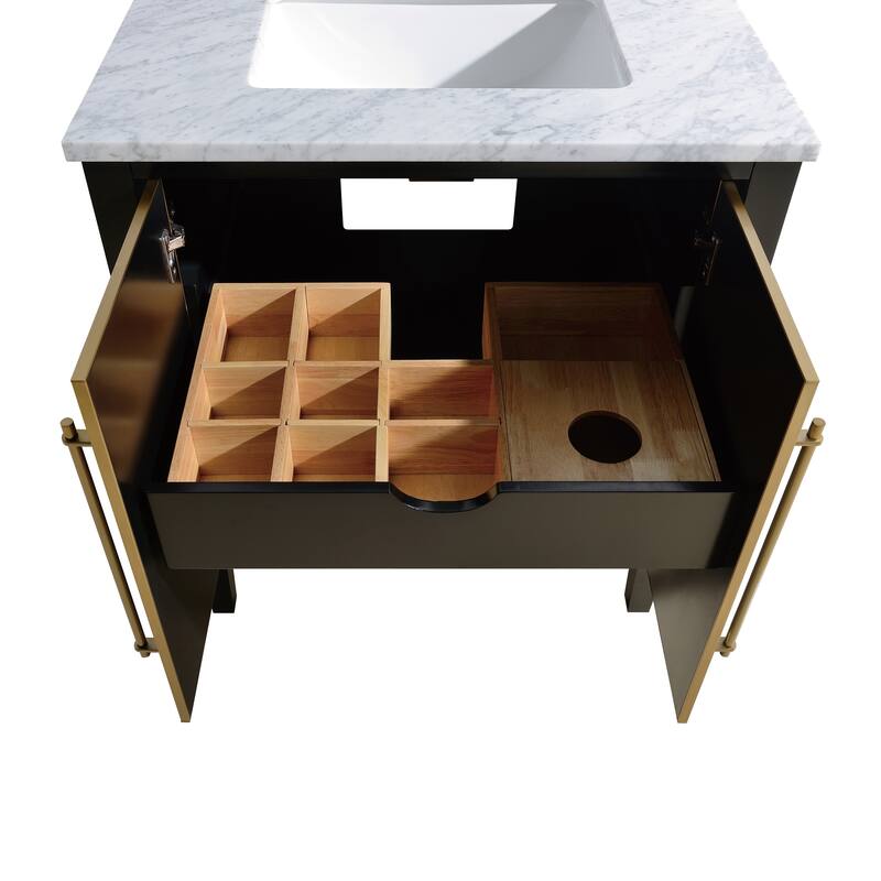 Avanity Mason 31 in. Single Sink Bathroom Vanity Set in Black with Gold Trim