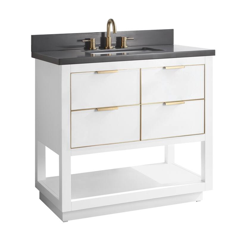 Avanity Allie 37 in. Single Sink Bathroom Vanity Set in White with Gold Trim