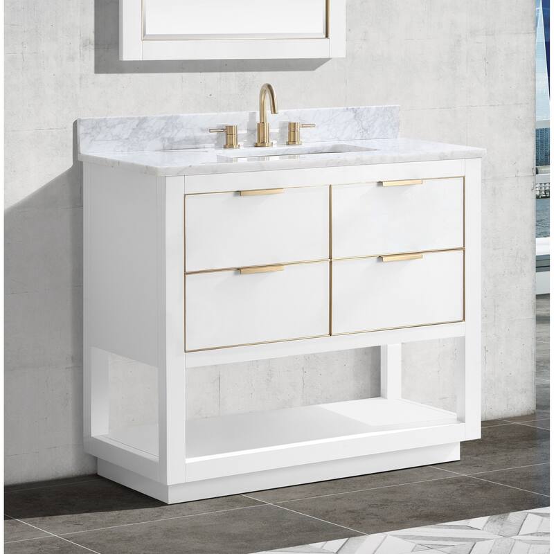 Avanity Allie 37 in. Single Sink Bathroom Vanity Set in White with Gold Trim