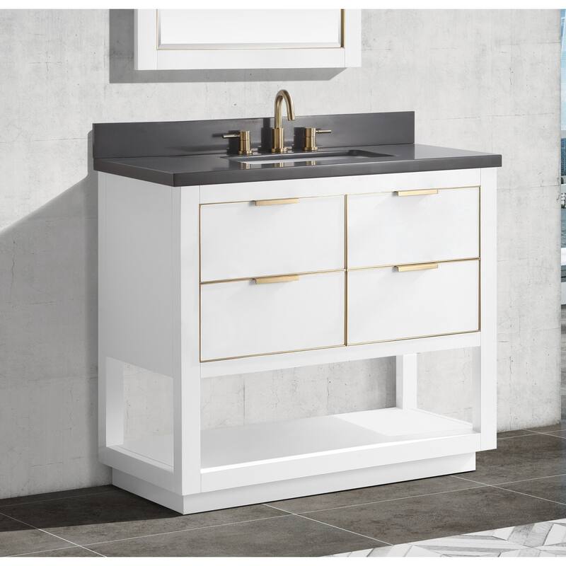 Avanity Allie 37 in. Single Sink Bathroom Vanity Set in White with Gold Trim