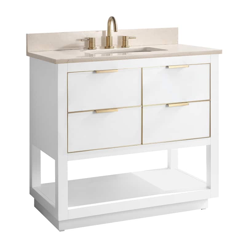 Avanity Allie 37 in. Single Sink Bathroom Vanity Set in White with Gold Trim