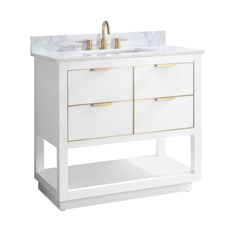 Avanity Allie 37 in. Single Sink Bathroom Vanity Set in White with Gold Trim