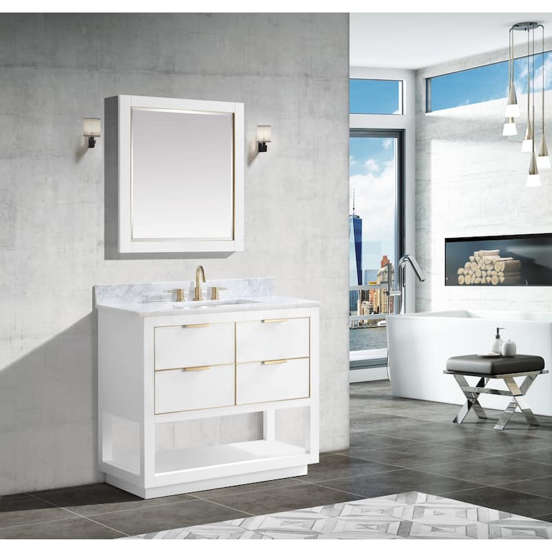 Avanity Allie 37 in. Single Sink Bathroom Vanity Set in White with Gold Trim