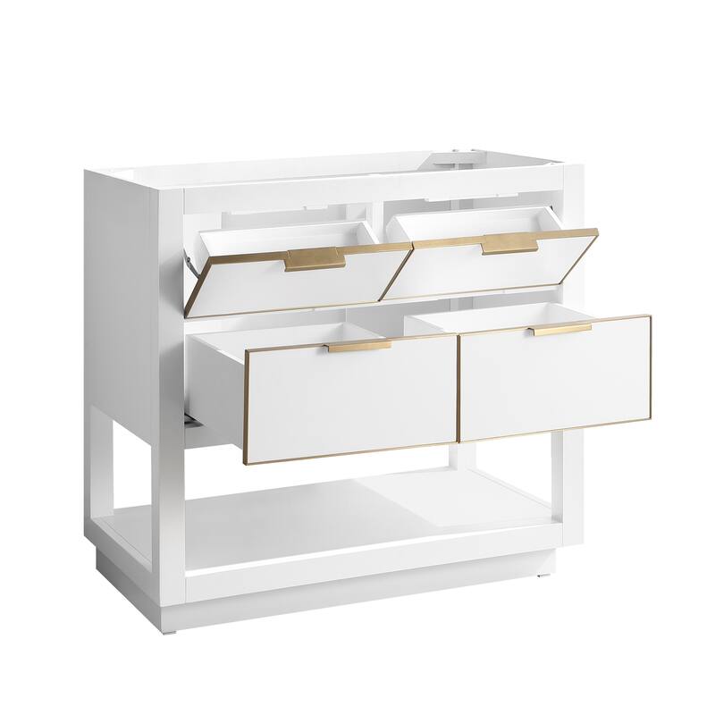 Avanity Allie 37 in. Single Sink Bathroom Vanity Set in White with Gold Trim