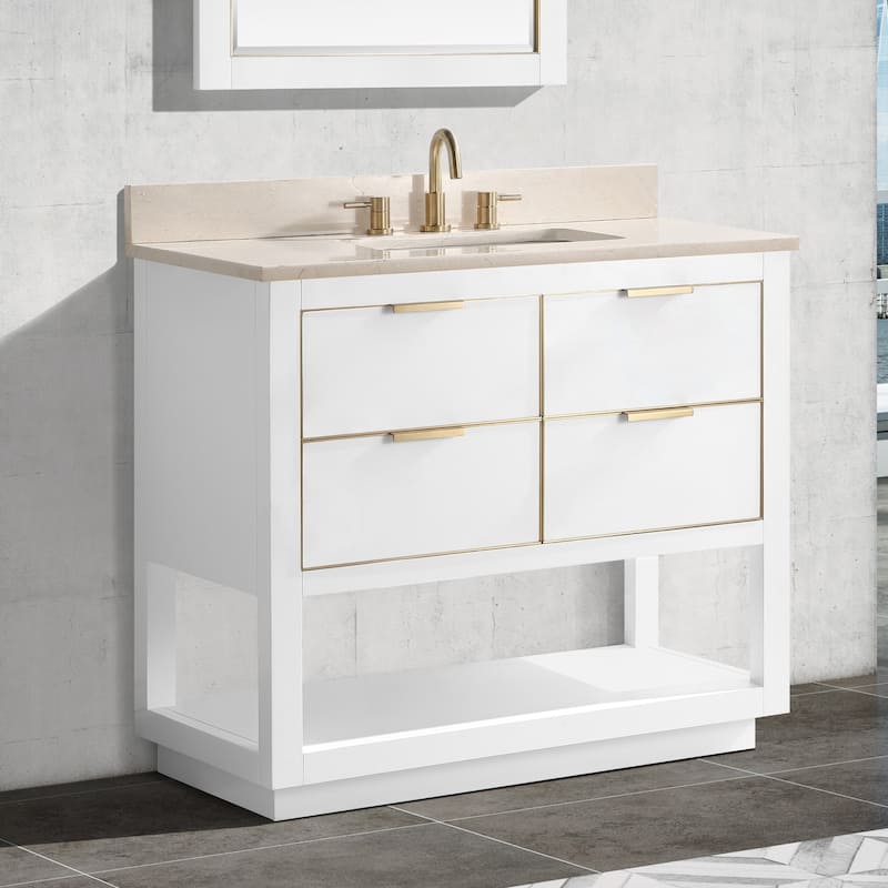 Avanity Allie 37 in. Single Sink Bathroom Vanity Set in White with Gold Trim
